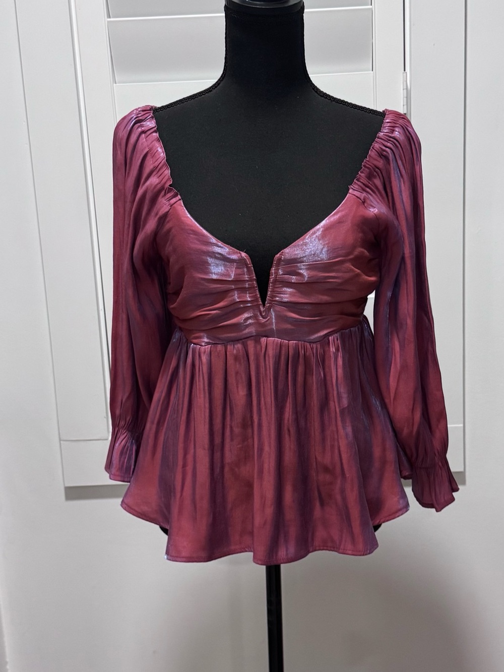 entro Plum Peasant Tunic with Deep V